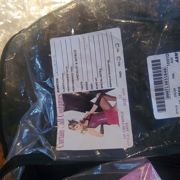 Curtain Call Purple and Black Fringe Dress Costume With Hair Accessory NWT Sz 14 - Picture 6 of 13